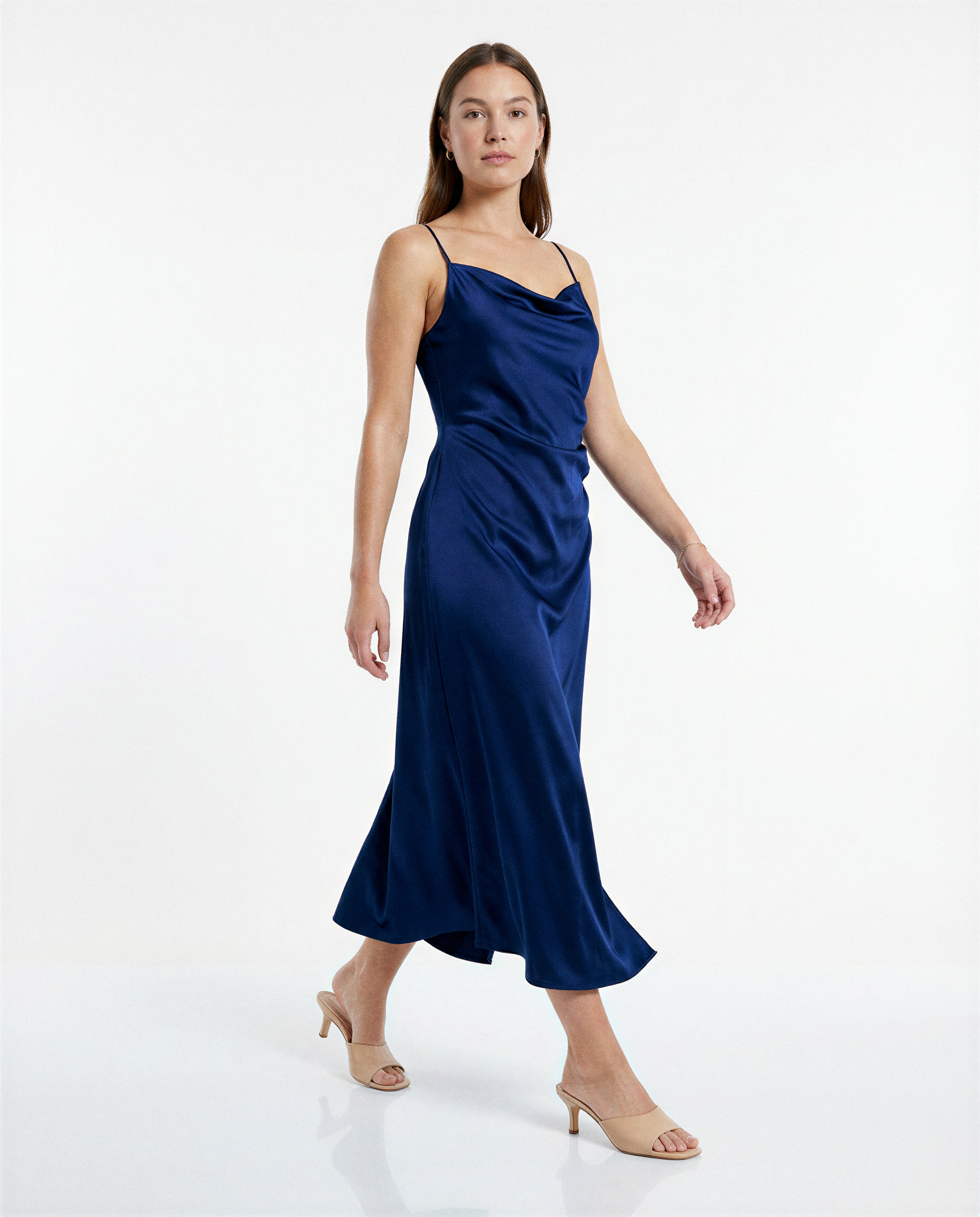 Mari Satin Slip Dress Midnight