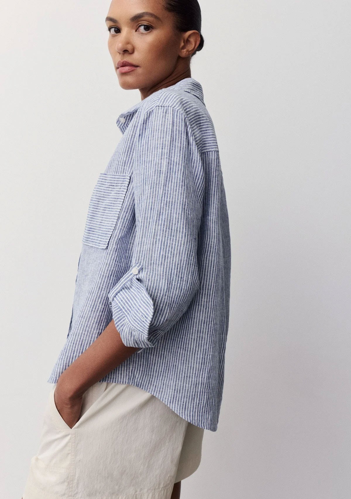 Moca Shirt Navy Stripe
