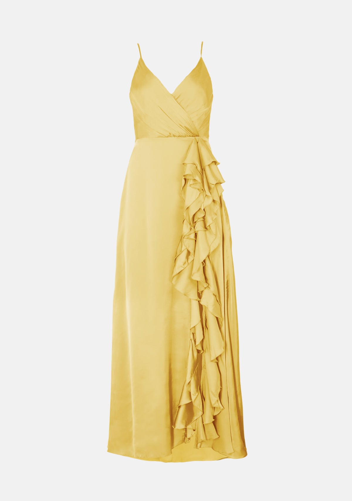 AMUR Rayna Maxi Dress Size discount 2 Yellow Ruffle Cutout Sides