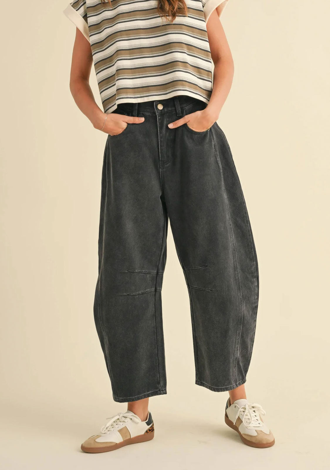 Barrel Cotton Pants Black