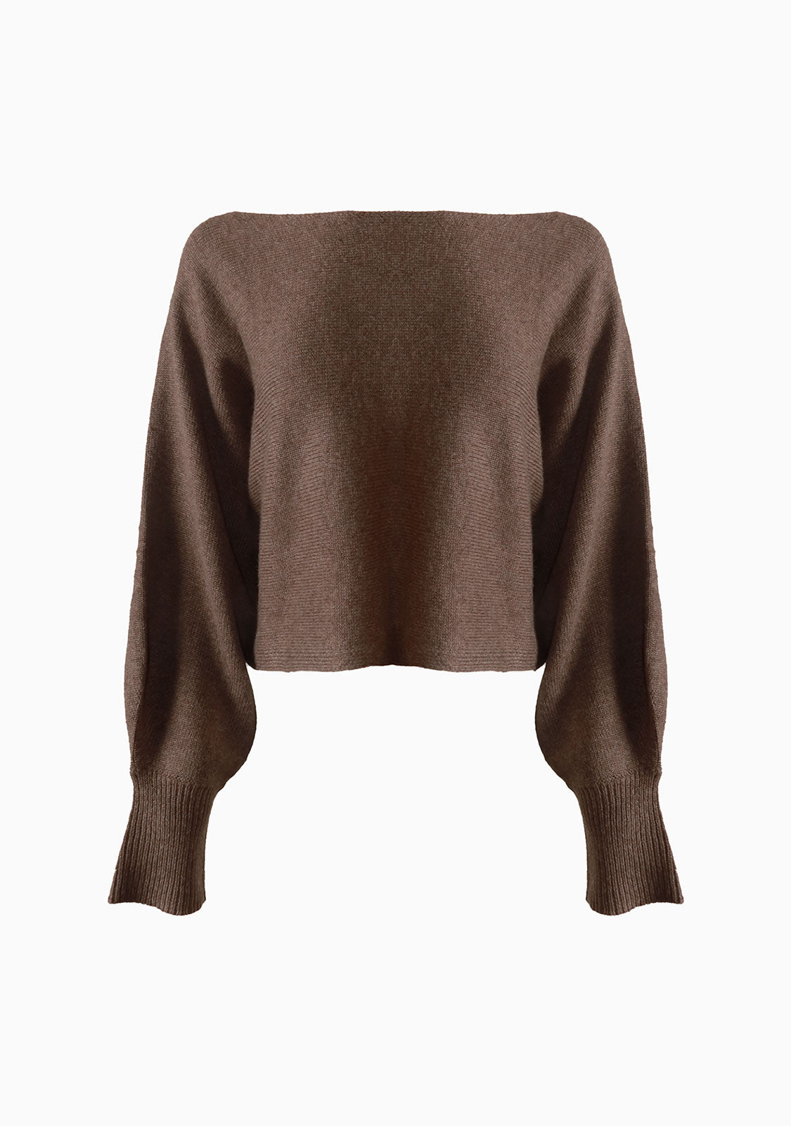 Boat Neck Sweater Top Brown