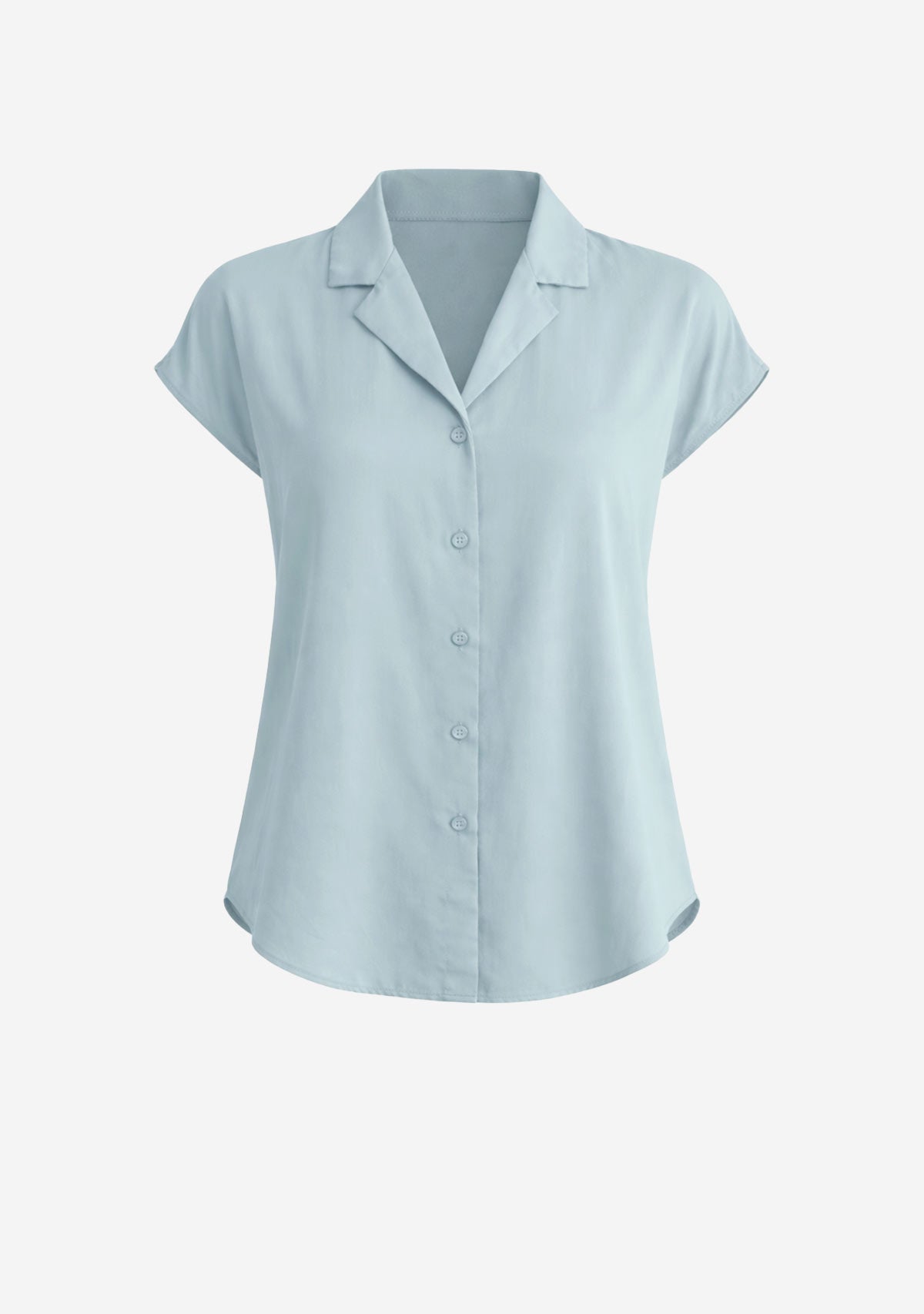 Button Down Cap Sleeve Shirt Baby Blue