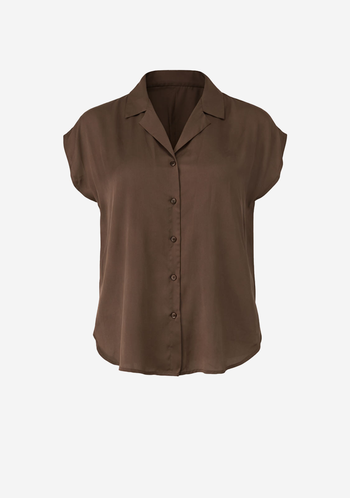 Button Down Cap Sleeve Shirt Coffee