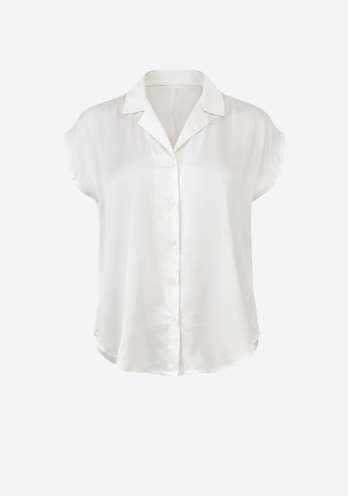 Button Down Cap Sleeve Shirt Off White