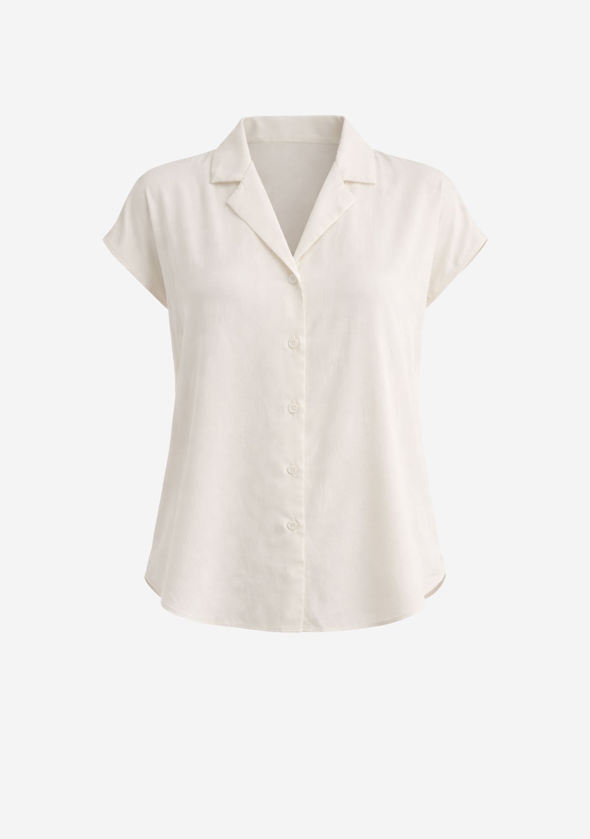 Button Down Cap Sleeve Shirt Off White