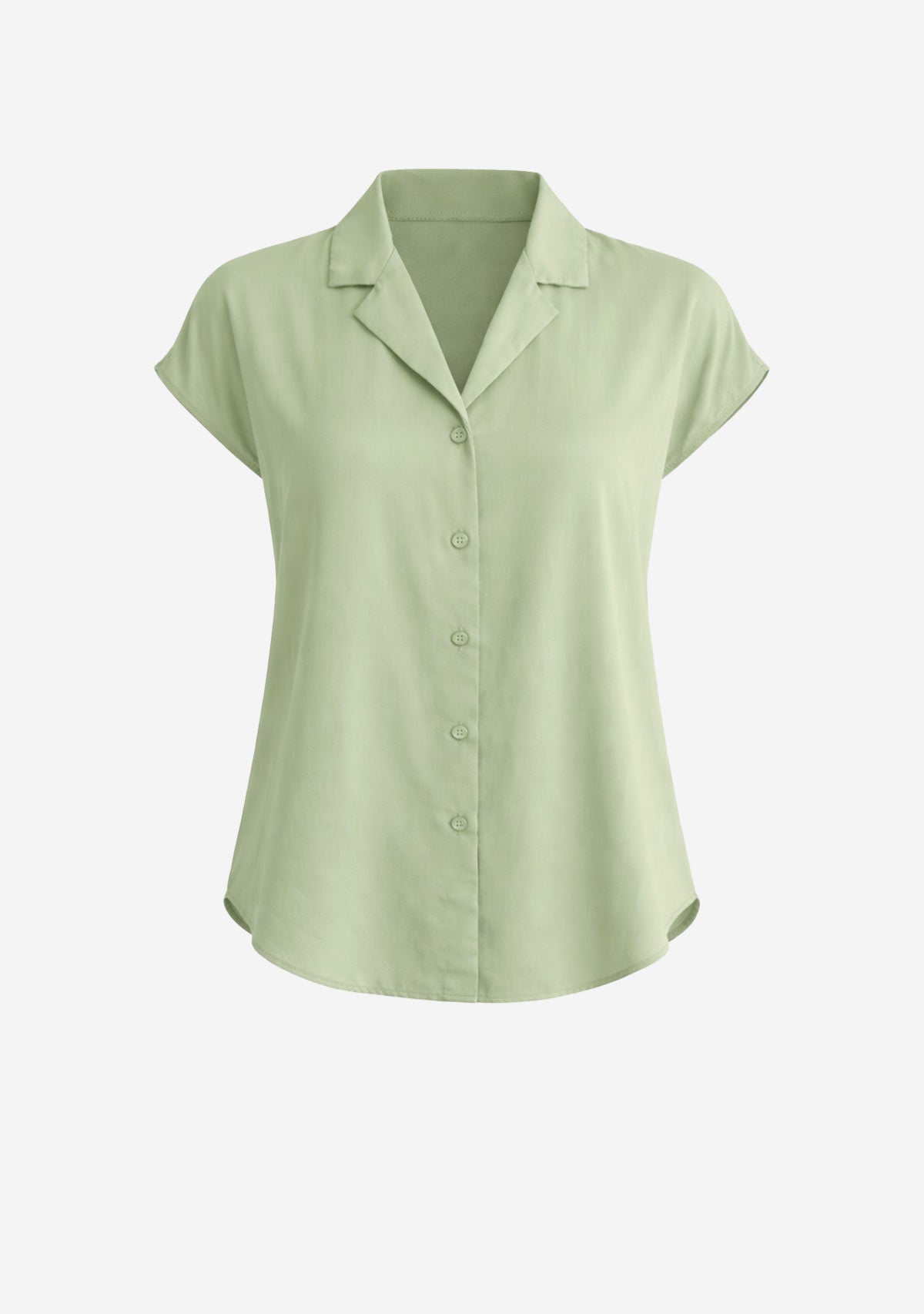 Button Down Cap Sleeve Shirt Sage Green