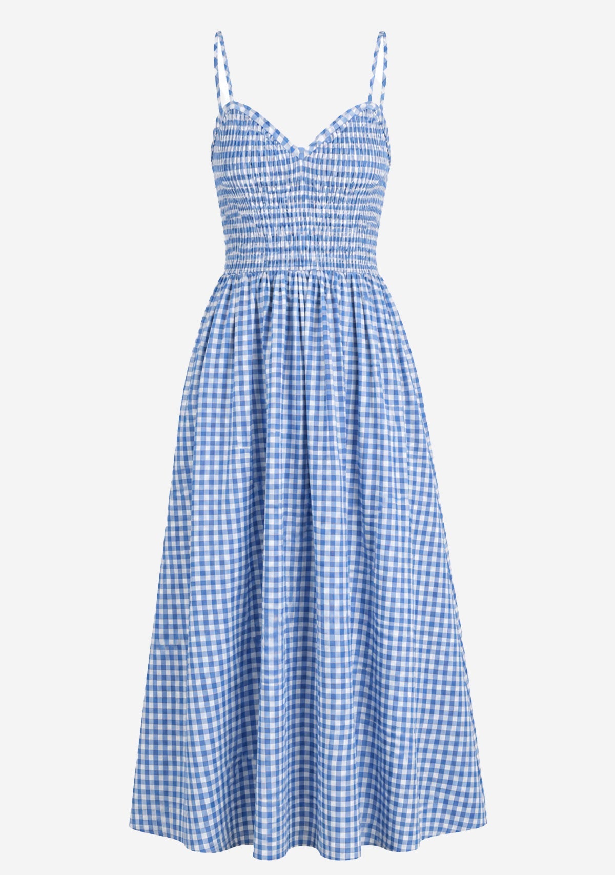 Gingham Print Long Dress Blue MIOU MUSE