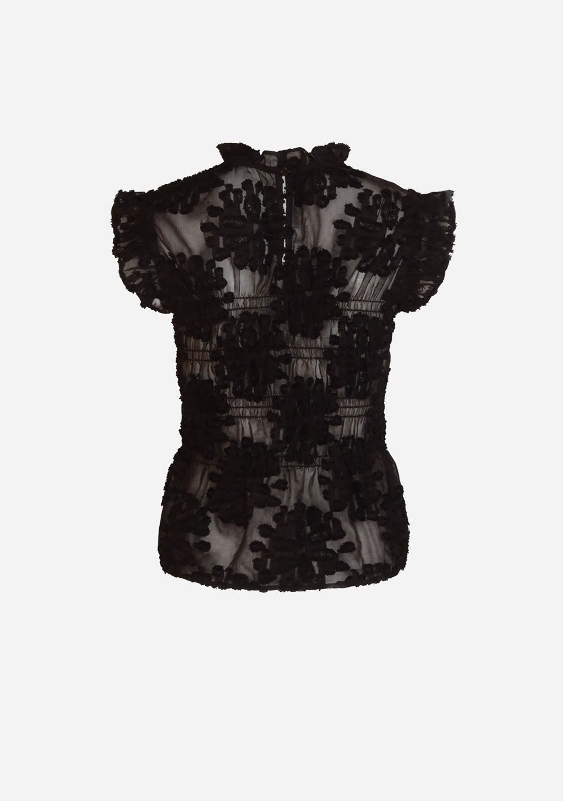 Velvet With Lace Combo Blouse Black