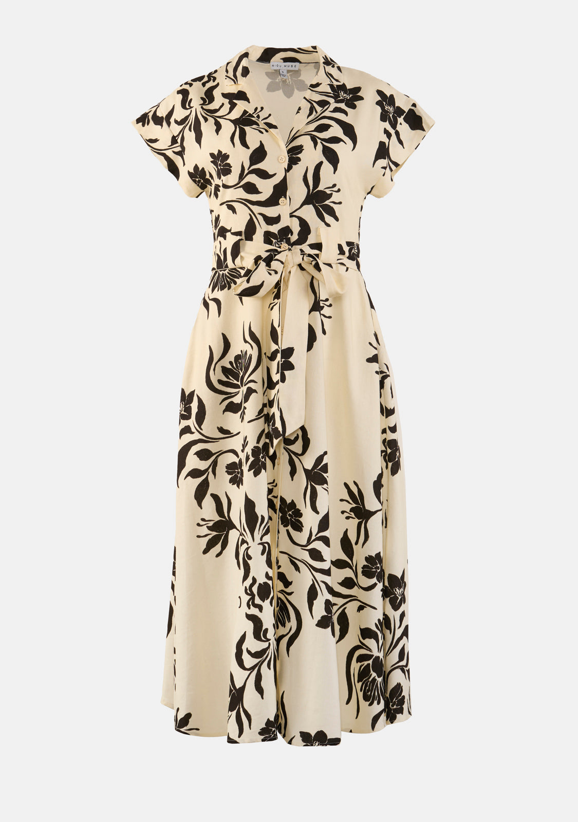 Print Button Down Flare Dress