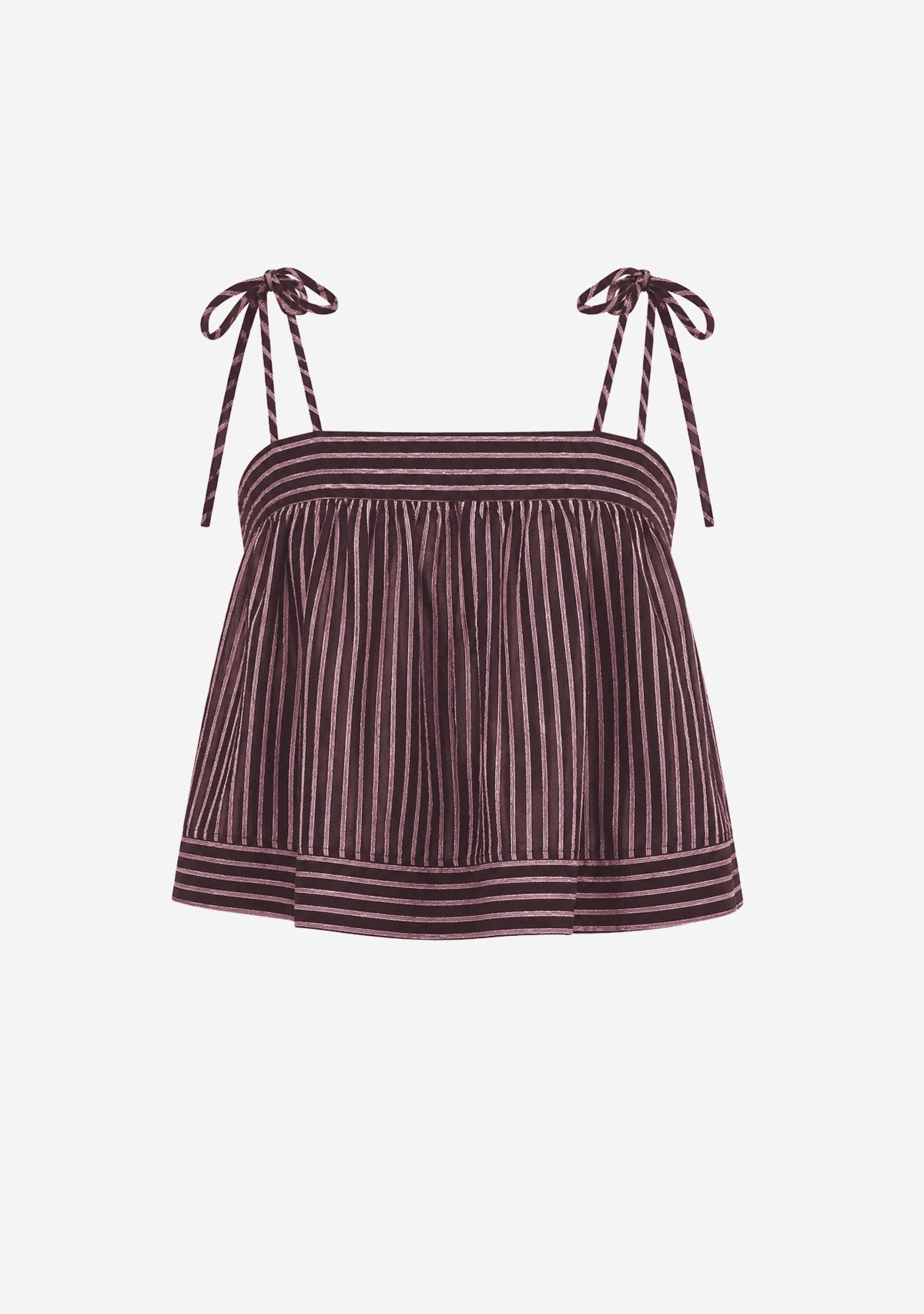 Striped Print Spaghetti Strap Top Brown Miou Muse