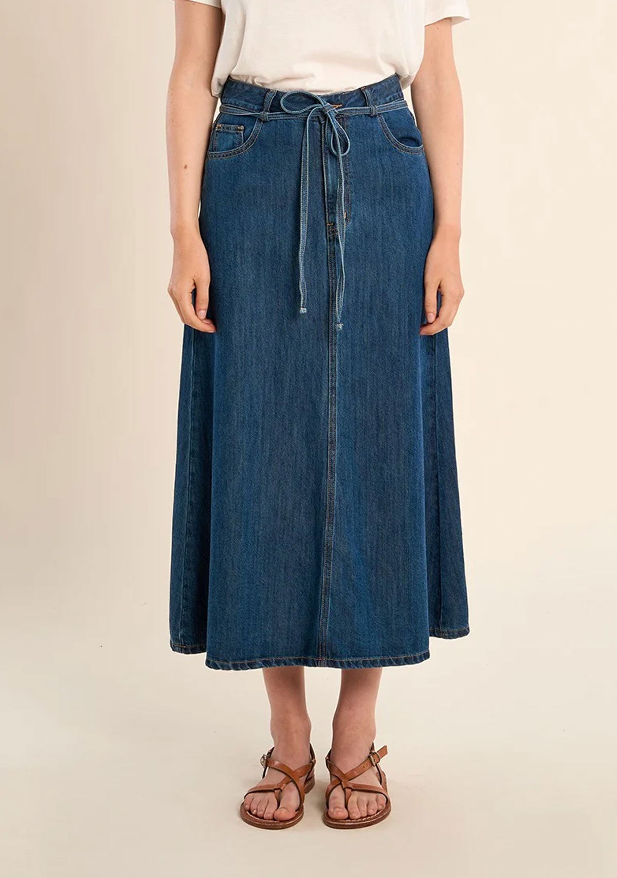 Denim Midi Skirt Denim Blue