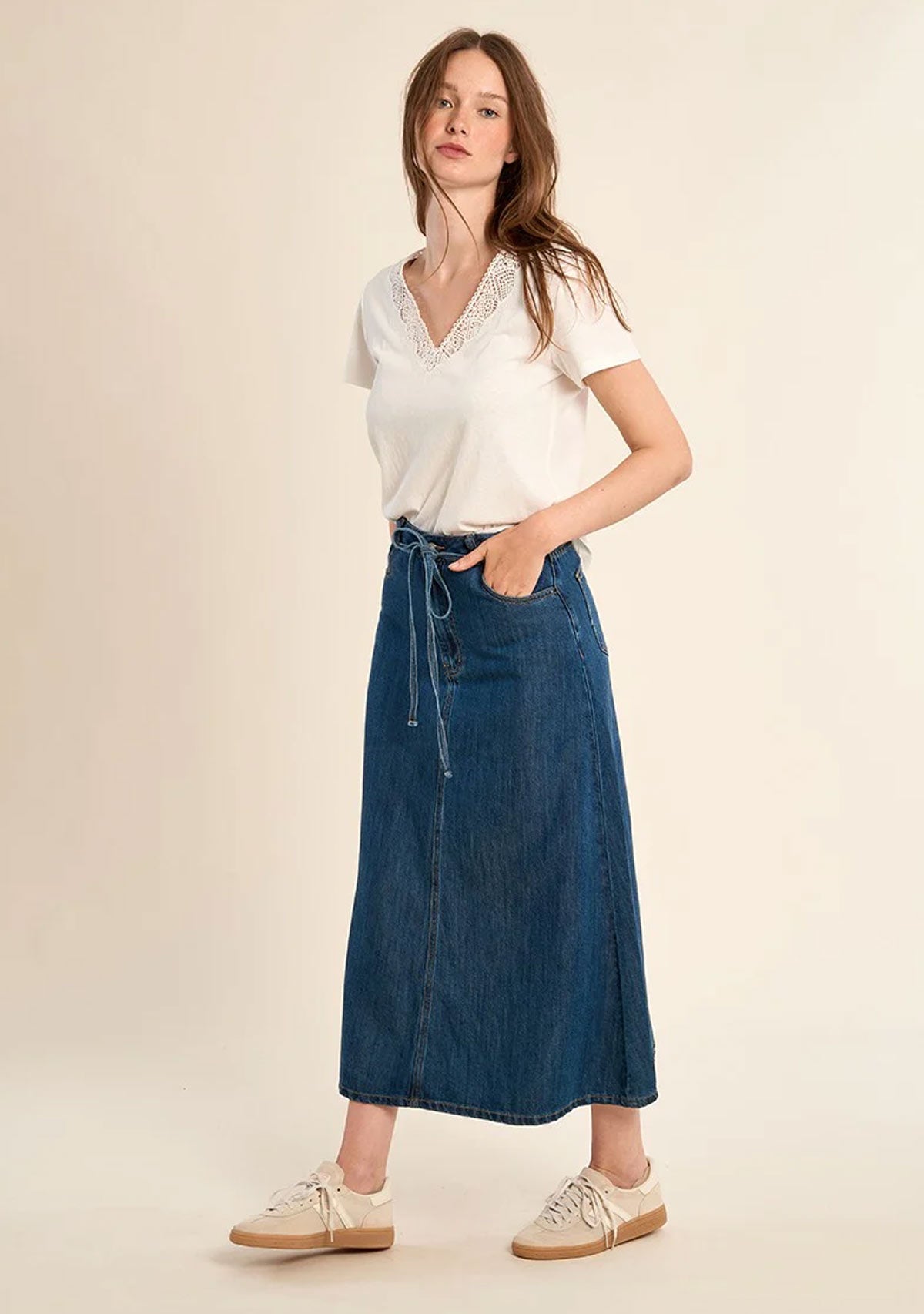 Denim Midi Skirt Denim Blue