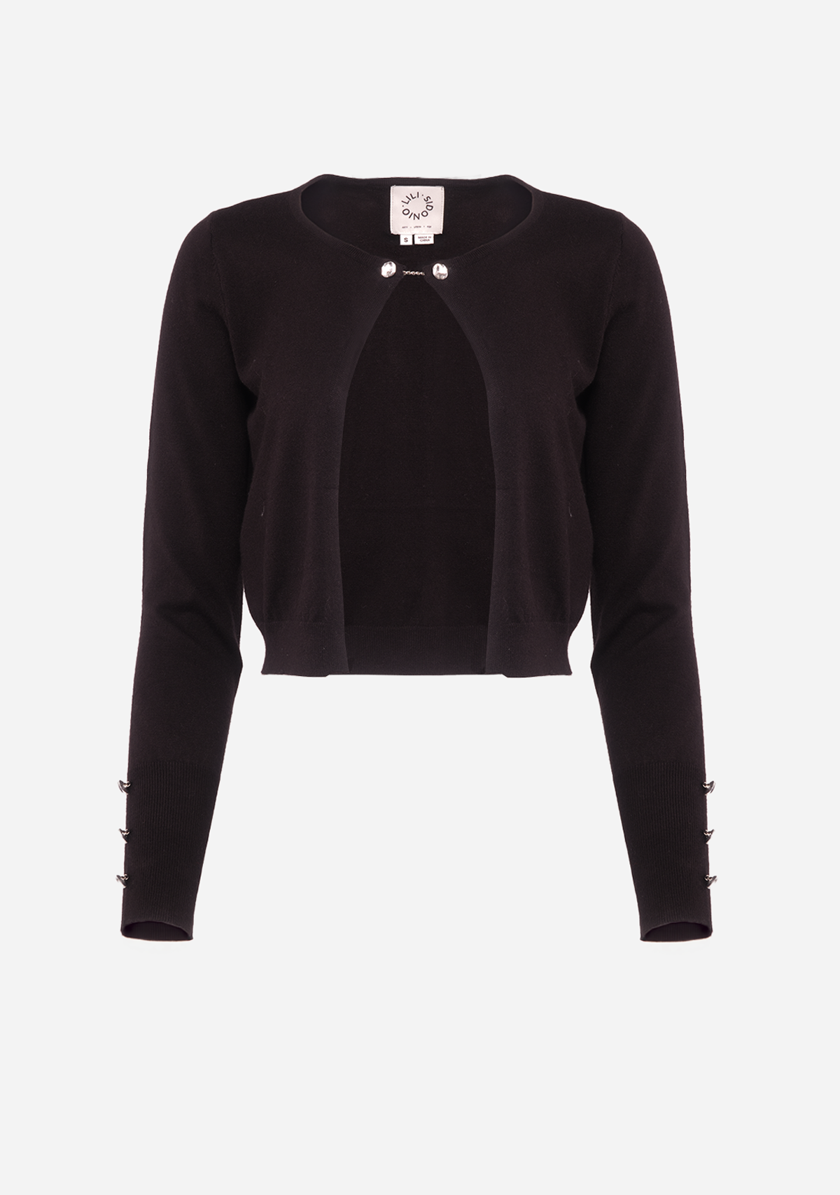 Contrast Panel Cropped Cardigan Black Noir