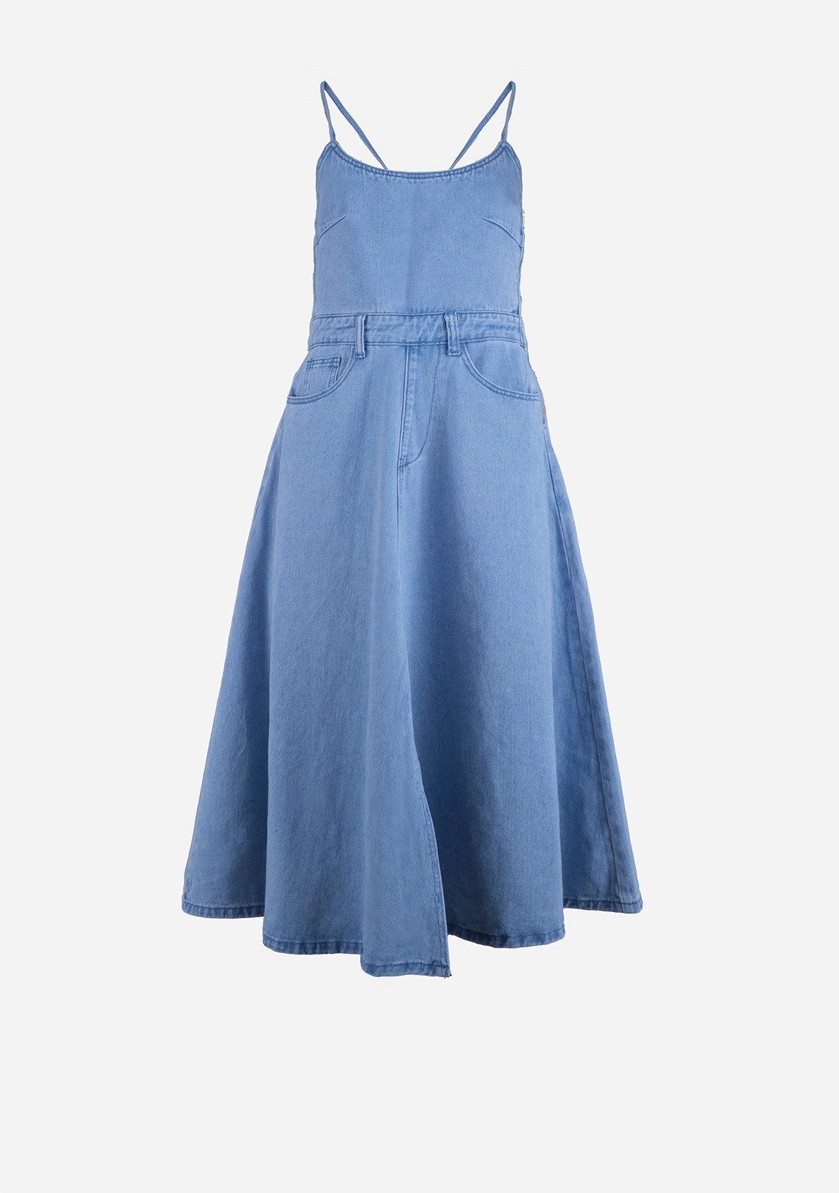 Denim Midi Dress Light Blue Denim