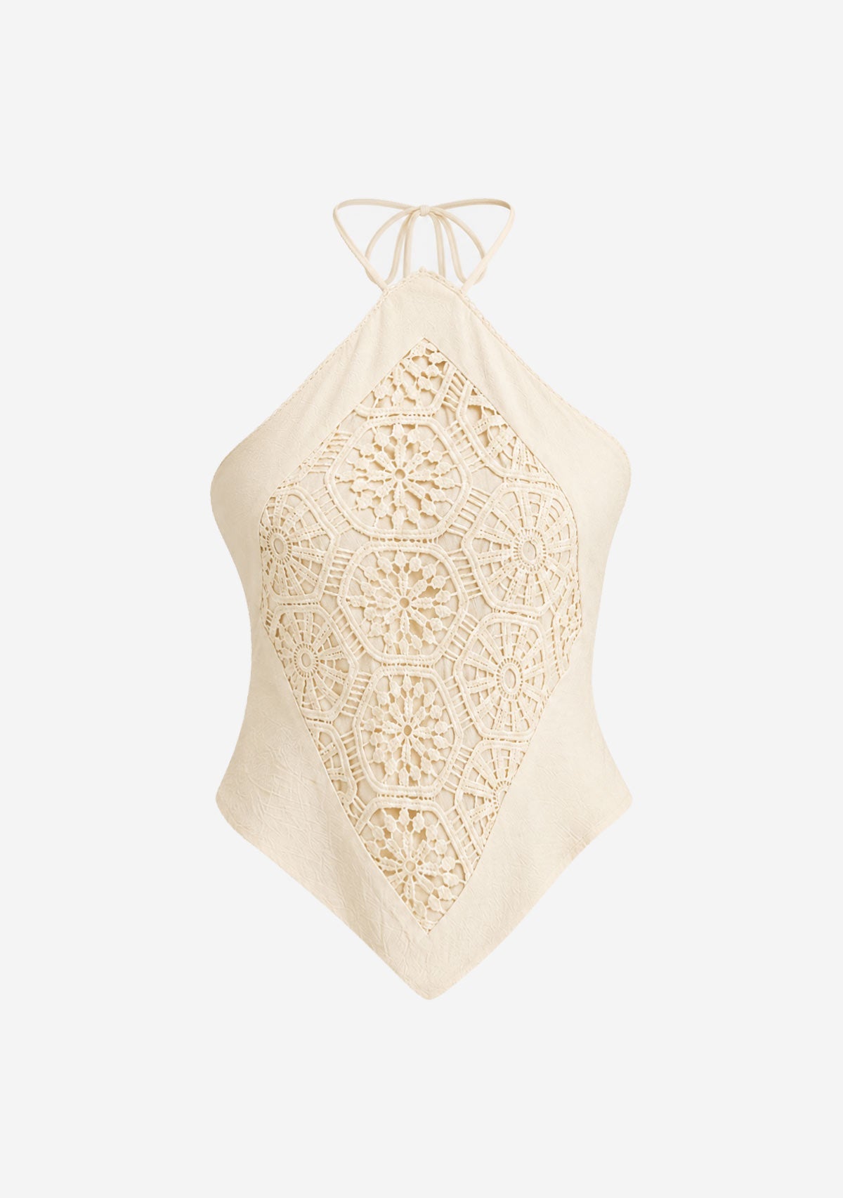 Halter Scarf Top With Cotton Lace Contrast Butter Mustard Mustard Seed