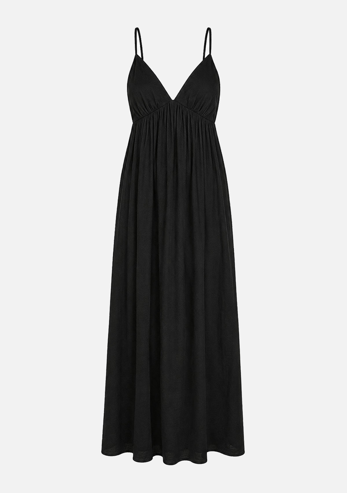 Open Back V Neck Maxi Dress Black Naked Zebra