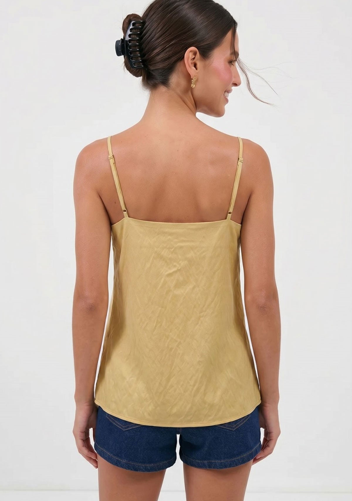 Adjustable Strap V Neck Tank Top Mustard Seed
