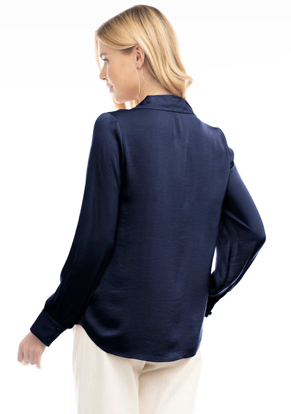 V Neck Blouse w/ Open Sleeve Seam