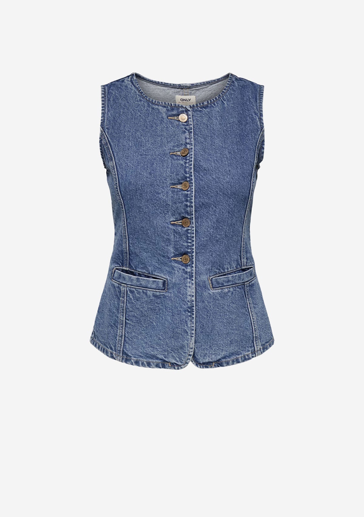 ONLGiulina S/L Button Vest Dnm Mae Medium Blue Denim Only