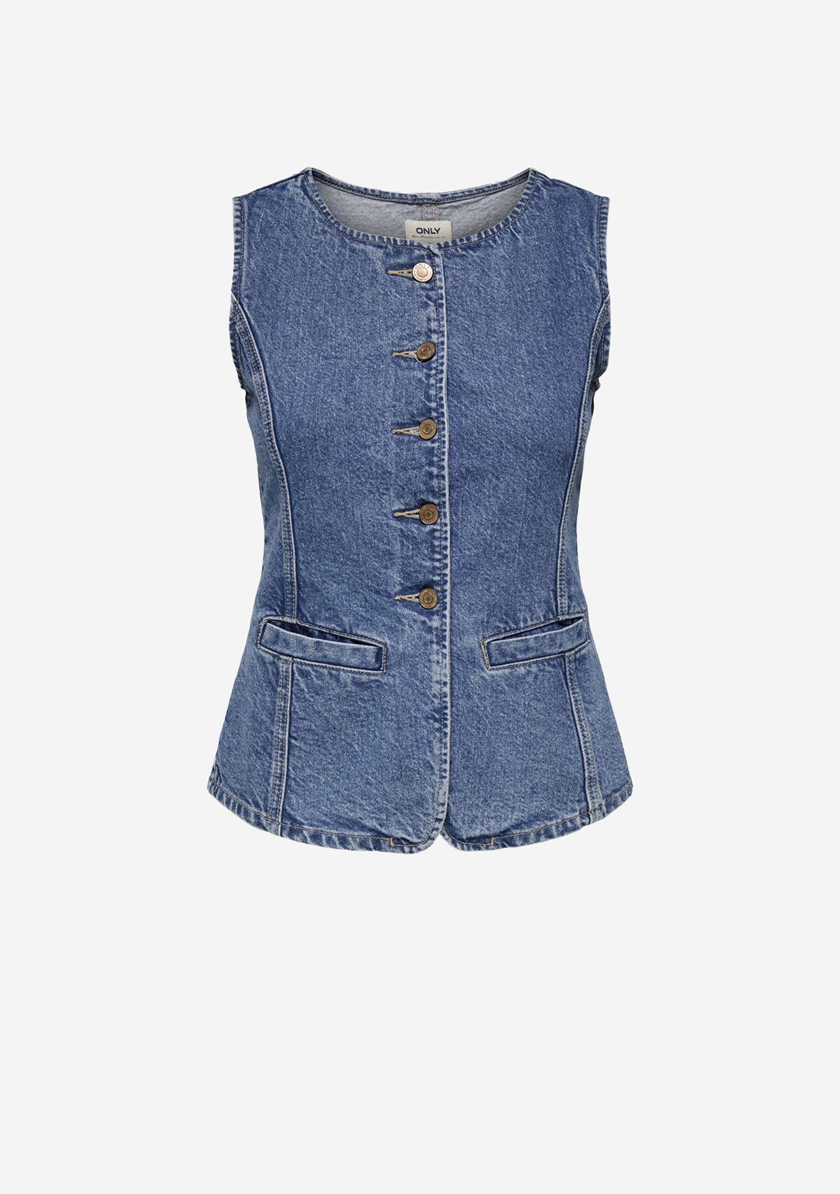 ONLGiulina S/L Button Vest Dnm Mae Medium Blue Denim
