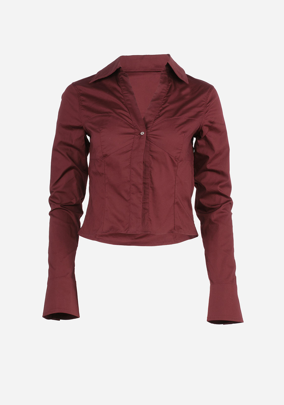 Cropped Button-Up Shirt Olivaceous