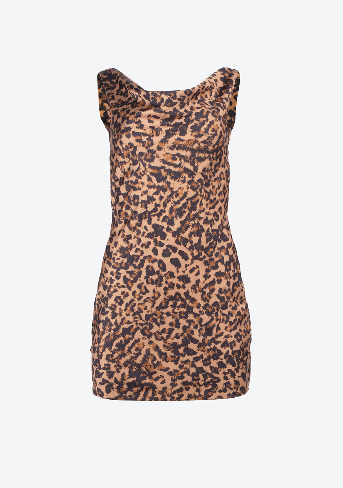Leopard Print Cowl Neck Mini Dress The Latest Scoop