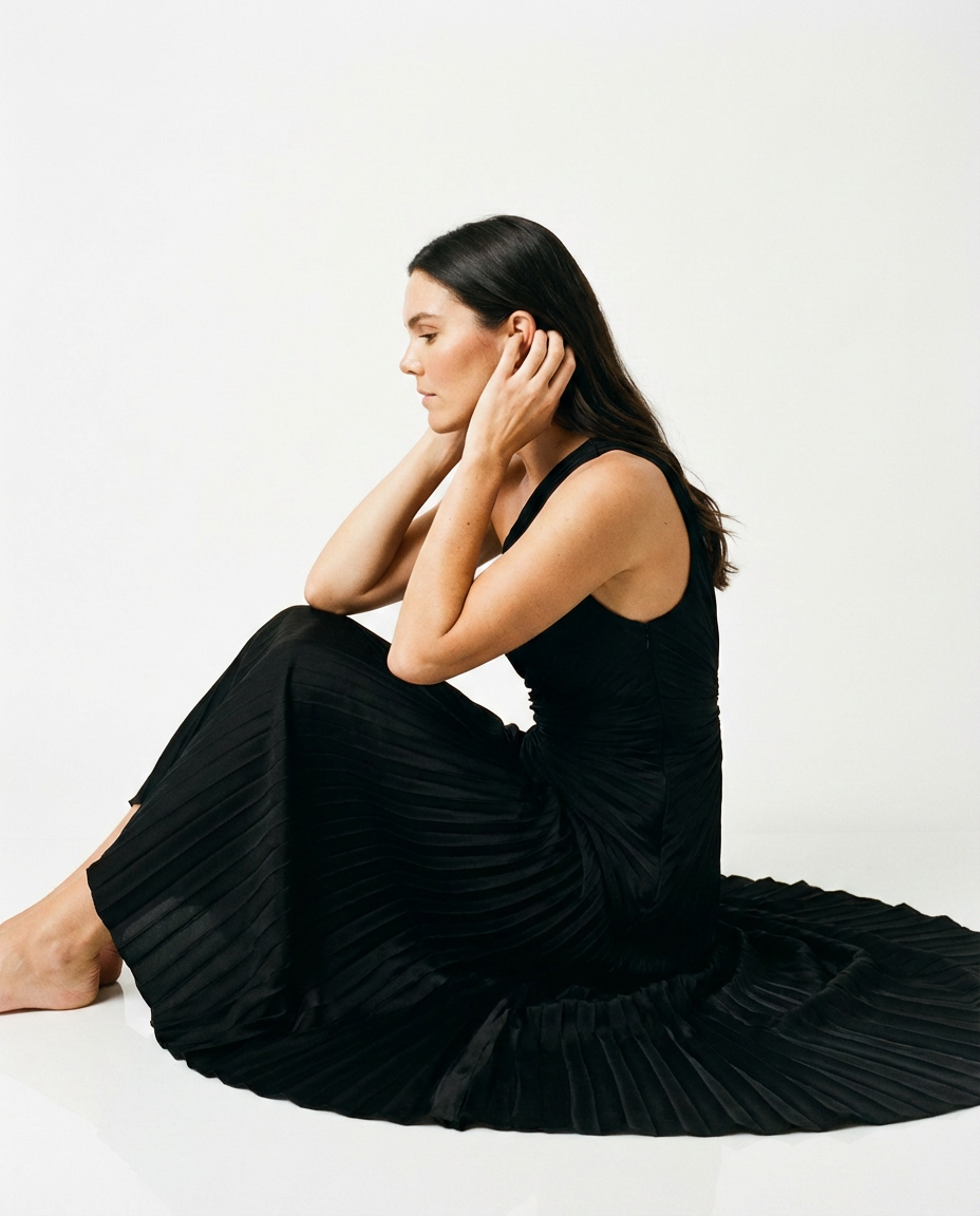 Olympia Asymmetrical Pleated Maxi Dress The Latest Scoop