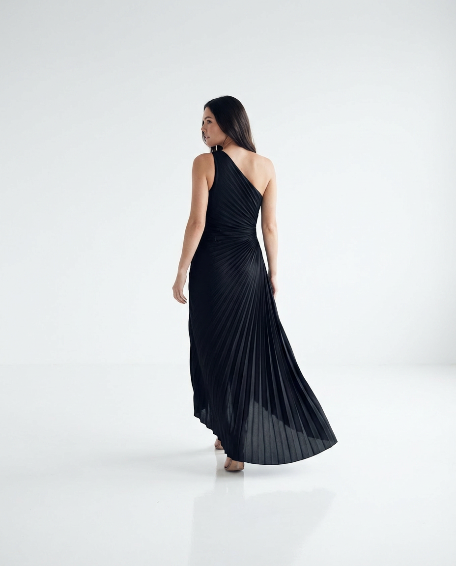 Olympia Asymmetrical Pleated Maxi Dress The Latest Scoop