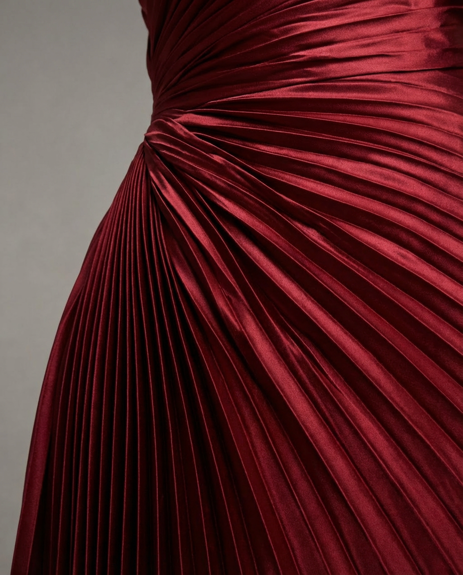 Olympia Asymmetrical Pleated Maxi Dress Merlot Olivia + James