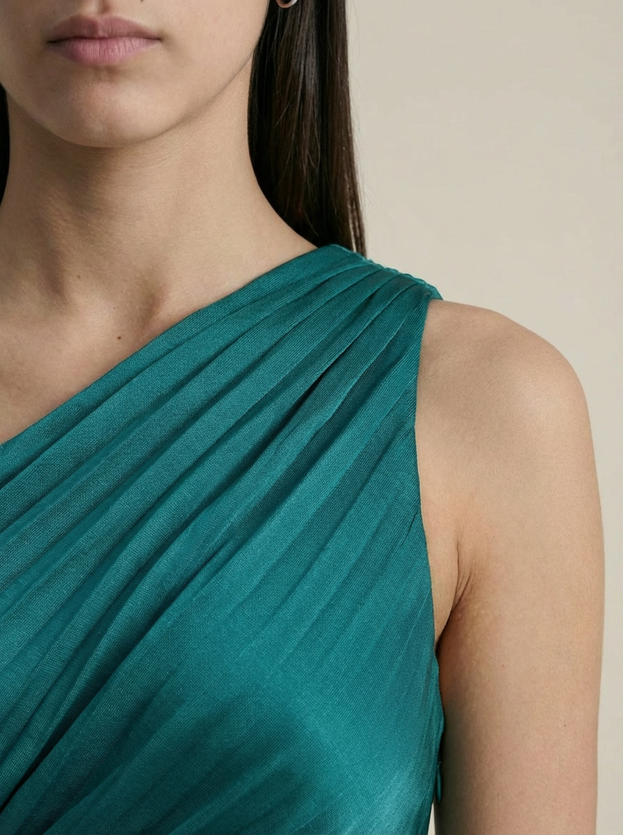Olympia Asymmetrical Pleated Maxi Dress Dress Forum Inc.