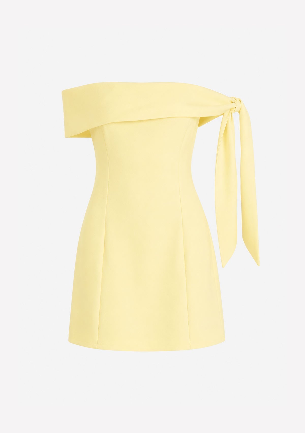 Off Shoulder Tie Mini Dress Lemon One and Only Collective