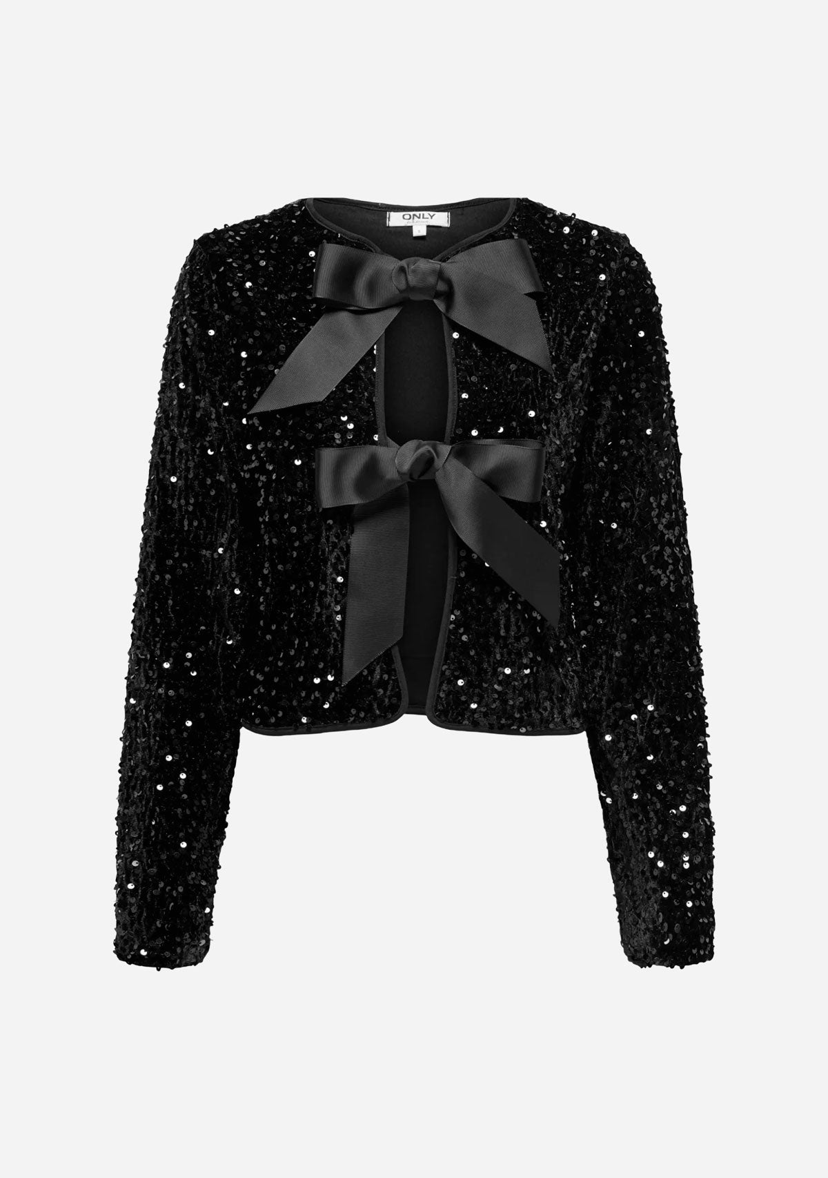 ONLanika Sequins Ls Bow Top Wvn Cs Black