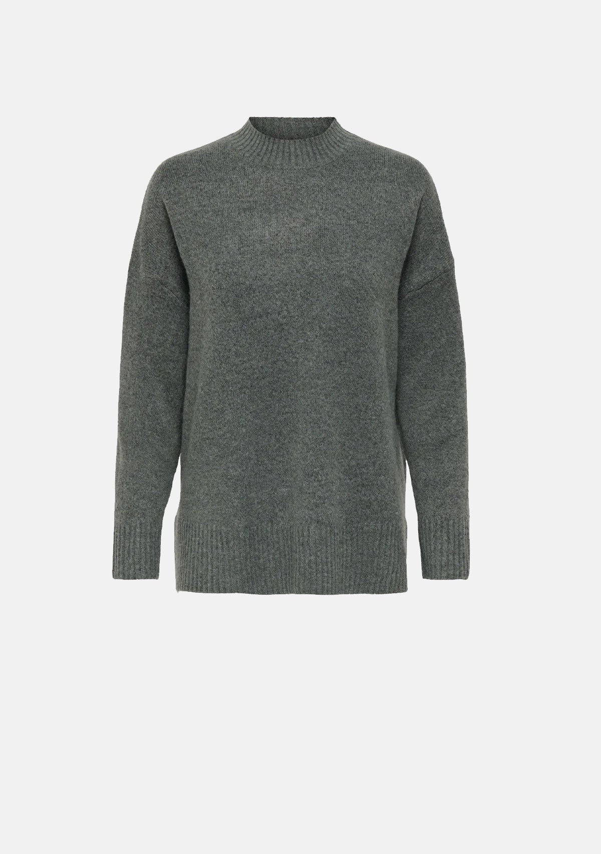 ONLY ONLLAUREN O NECK BUTTON - Pullover - medium grey/gris chiné - ZALANDO ONLY ONLLAUREN O NECK BUTTON - Pullover - medium grey/gris chiné - ZALANDO