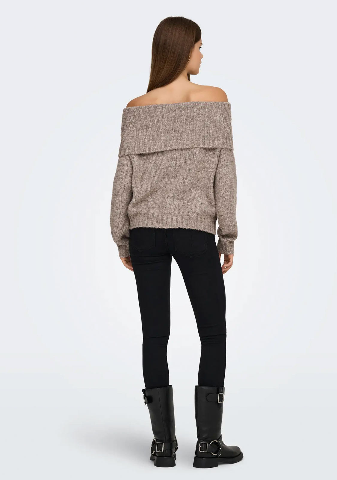 Onlshine LS Off Shoulder CC Knt String Melange Only