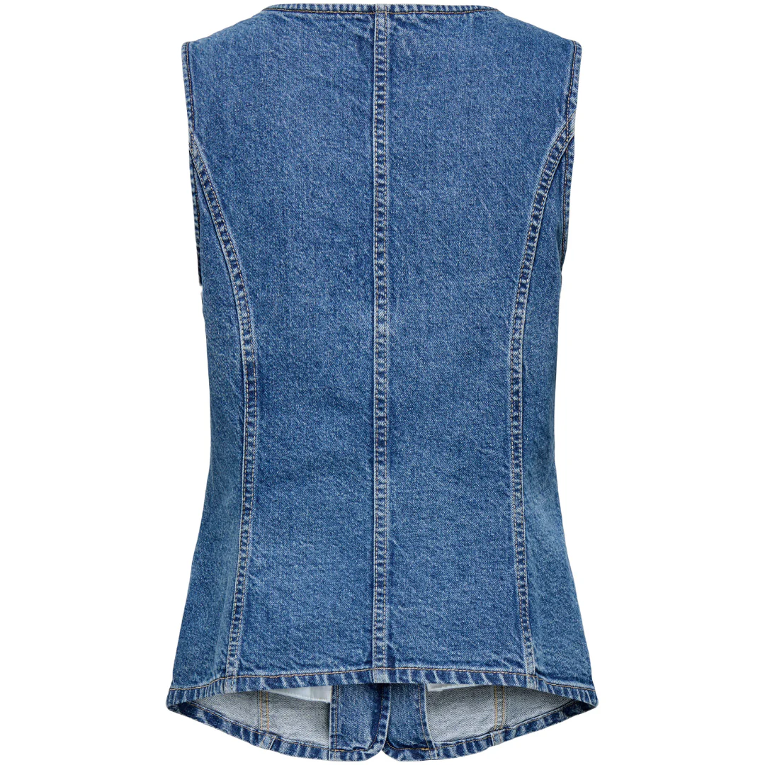 ONLGiulina S/L Button Vest Dnm Mae Medium Blue Denim
