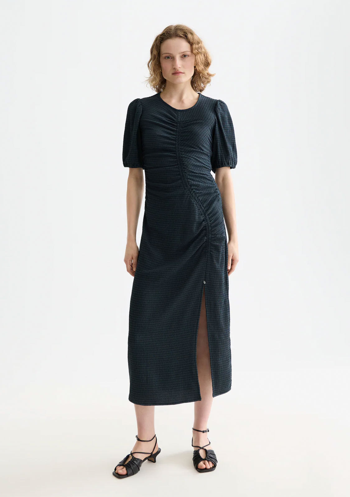 Open Structured Jersey Midi Dress Carbon