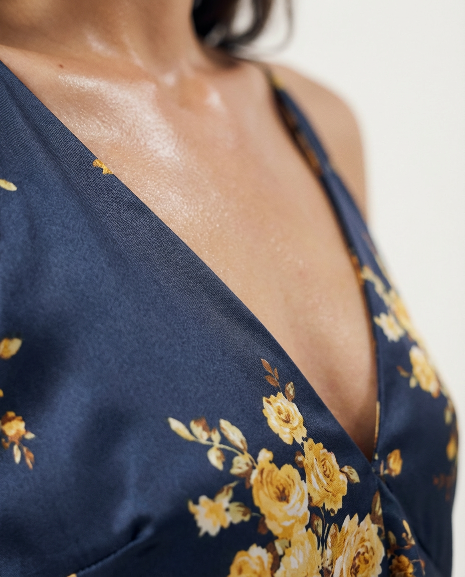 Robe fleurie à jambes dénudées