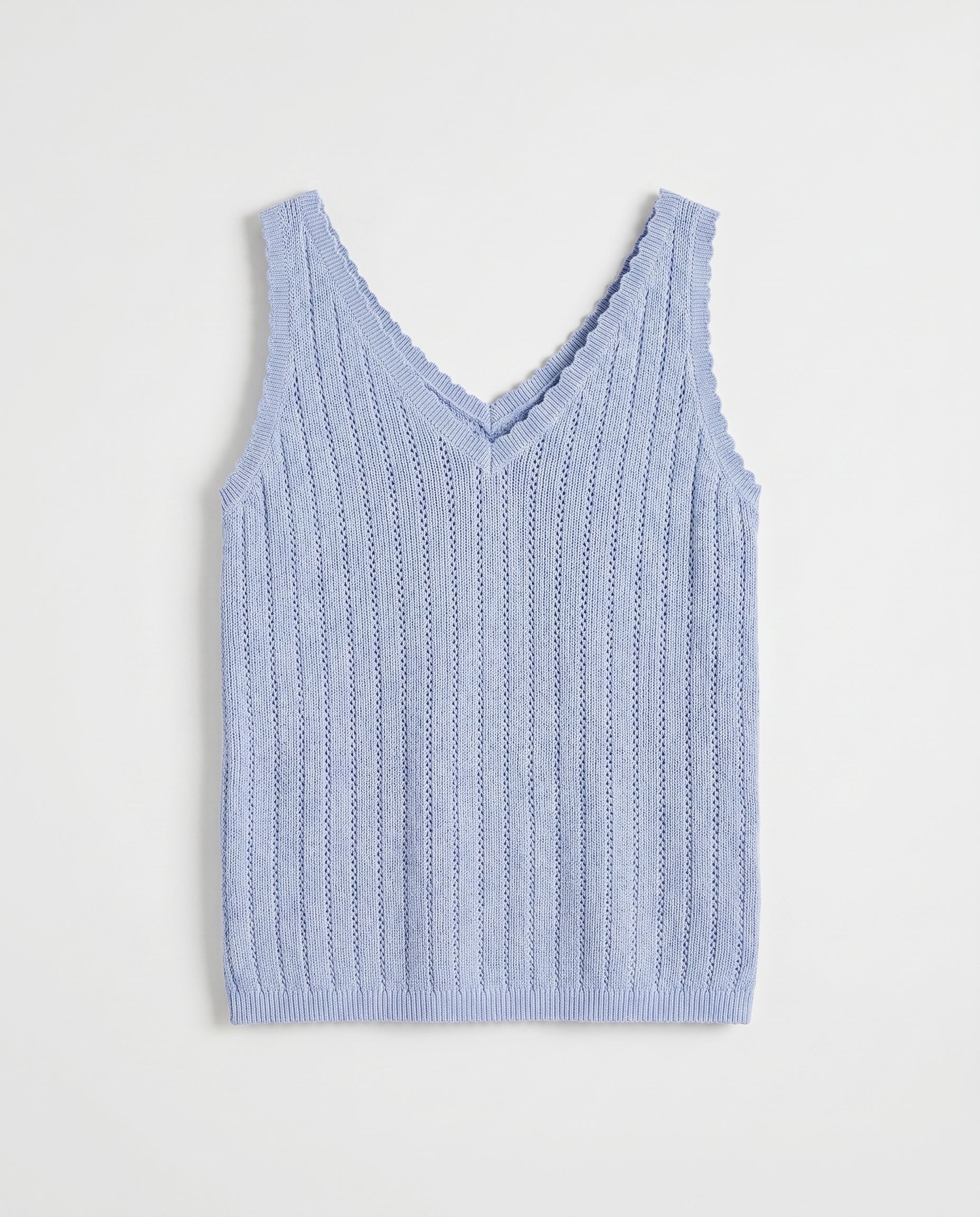 Vm New Lex Pointelle V-Neck Top Noos Brunnera Blue Vero Moda