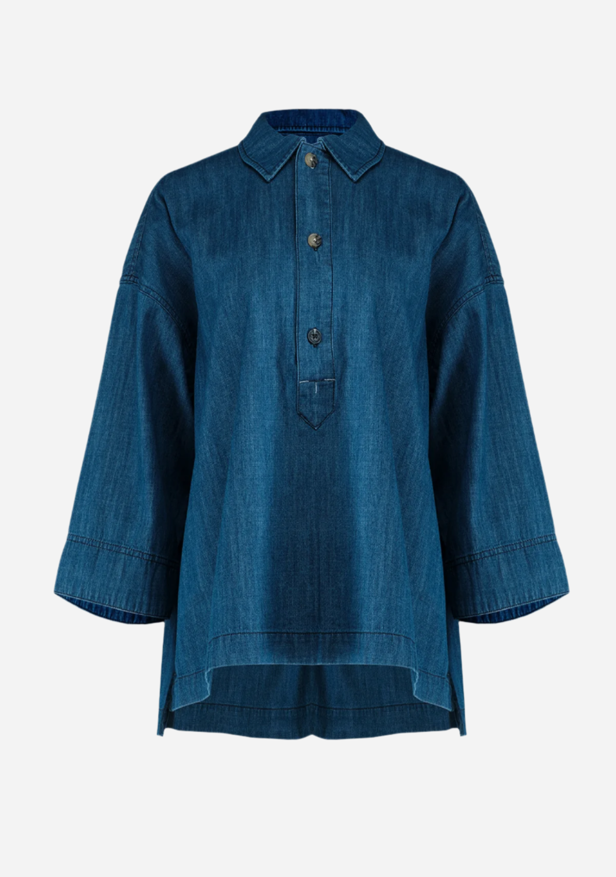 Lightweight Denim Popover Shirt Washed Indigo