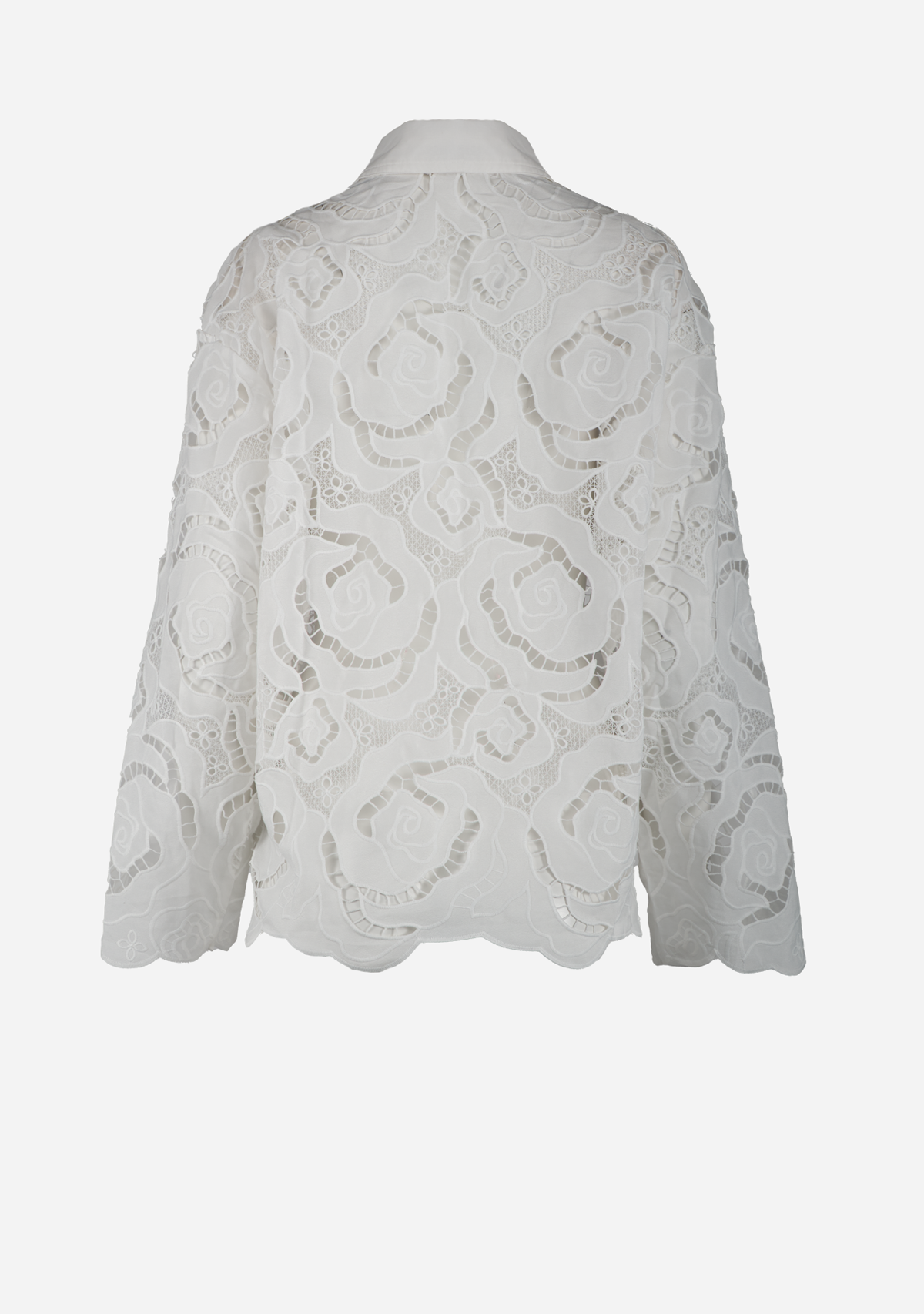 Floral Eyelet Pattern Shirts White