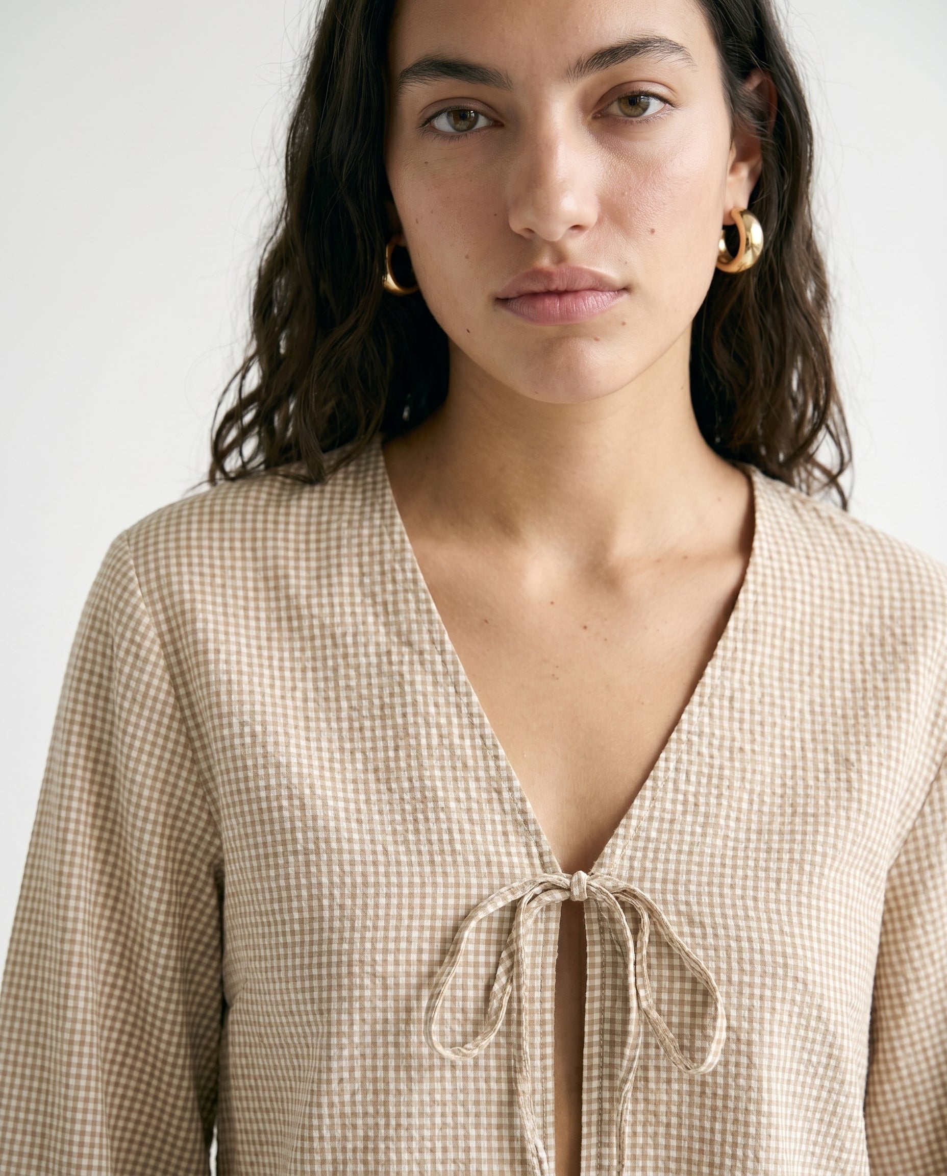 Jx zoe Seersucker Tie Shirt Cornstalk White