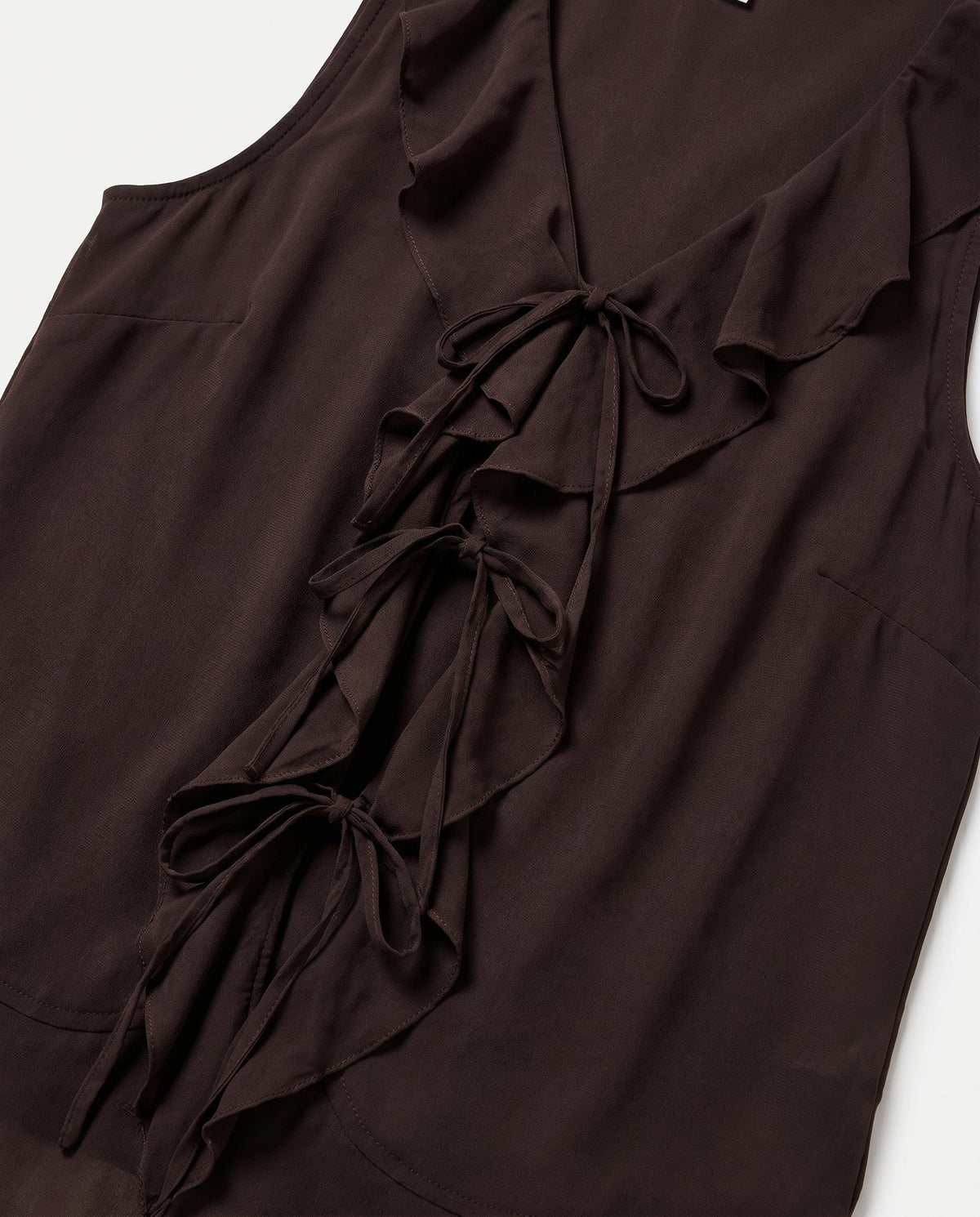 Onlmonet S/L Flowy V-Neck Ruffle Top Wvn Chocolate Martini Only