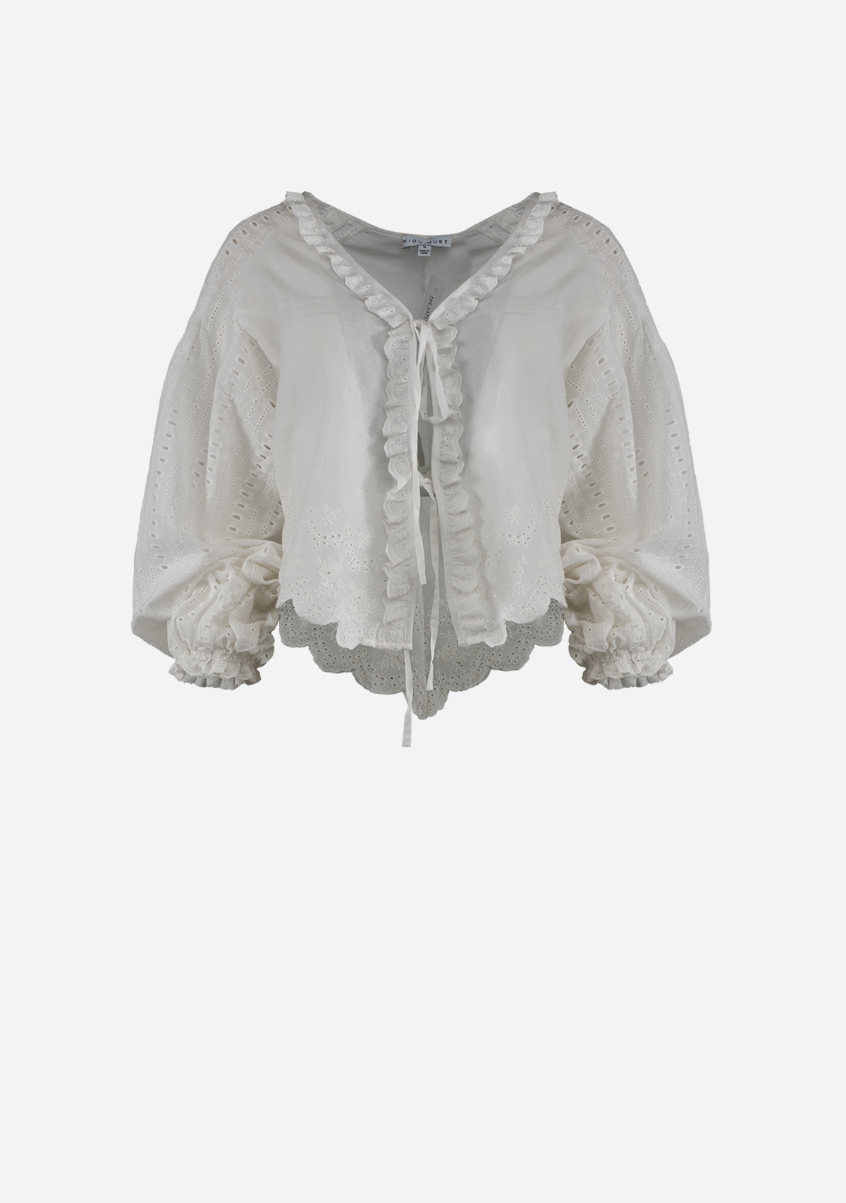 Lace Garden Tie-Front Blouse White
