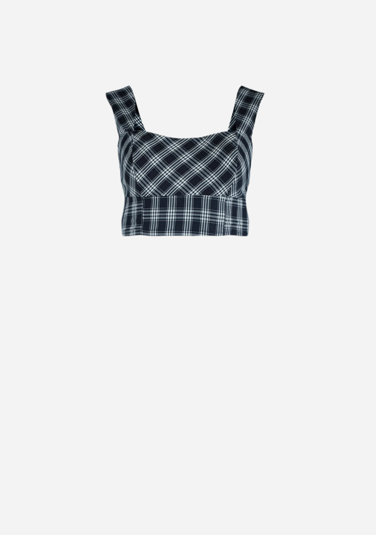 Plaid Seersucker Crop Top Navy