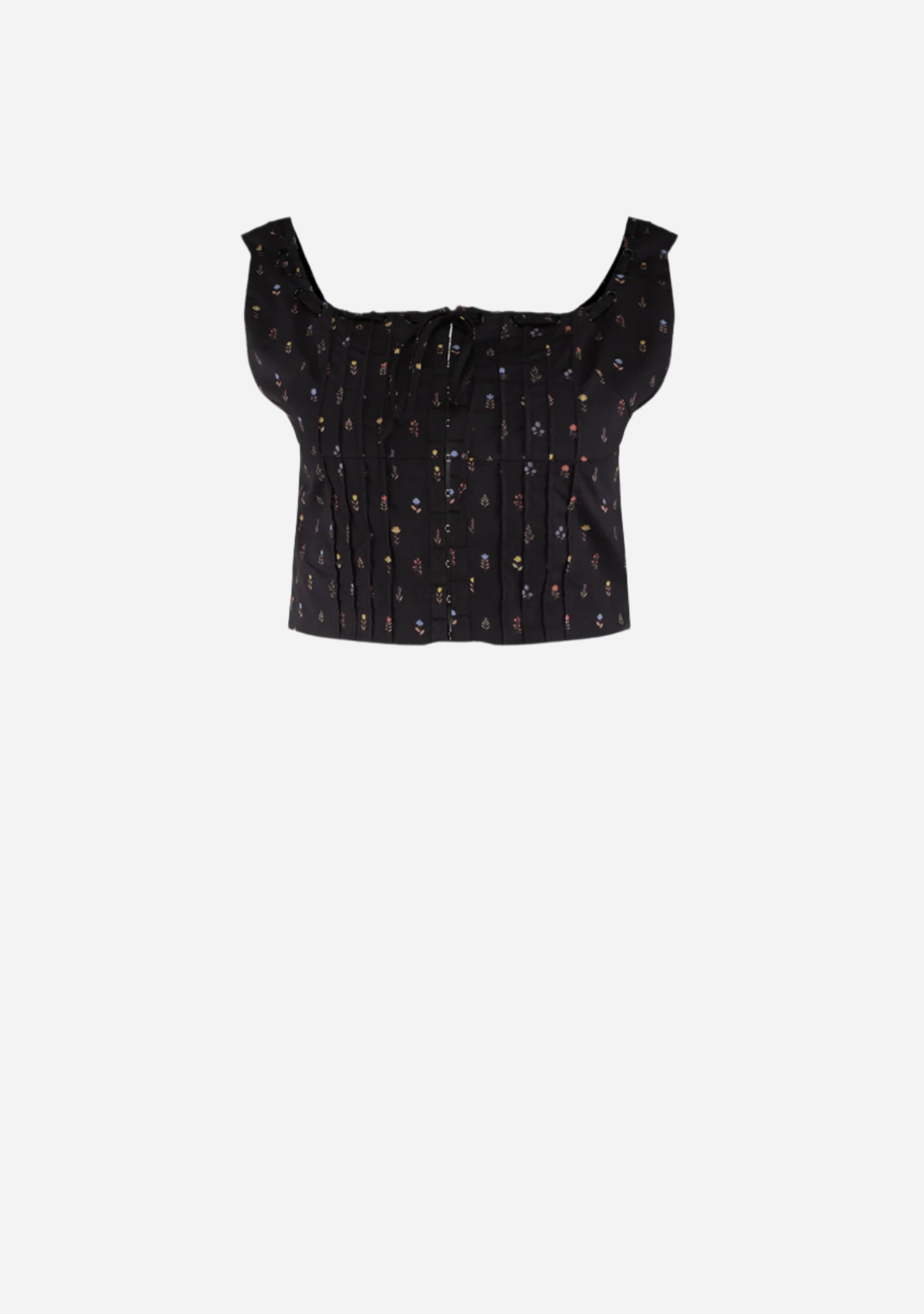 Tiny Floral Smocked Crop Top Dark Navy