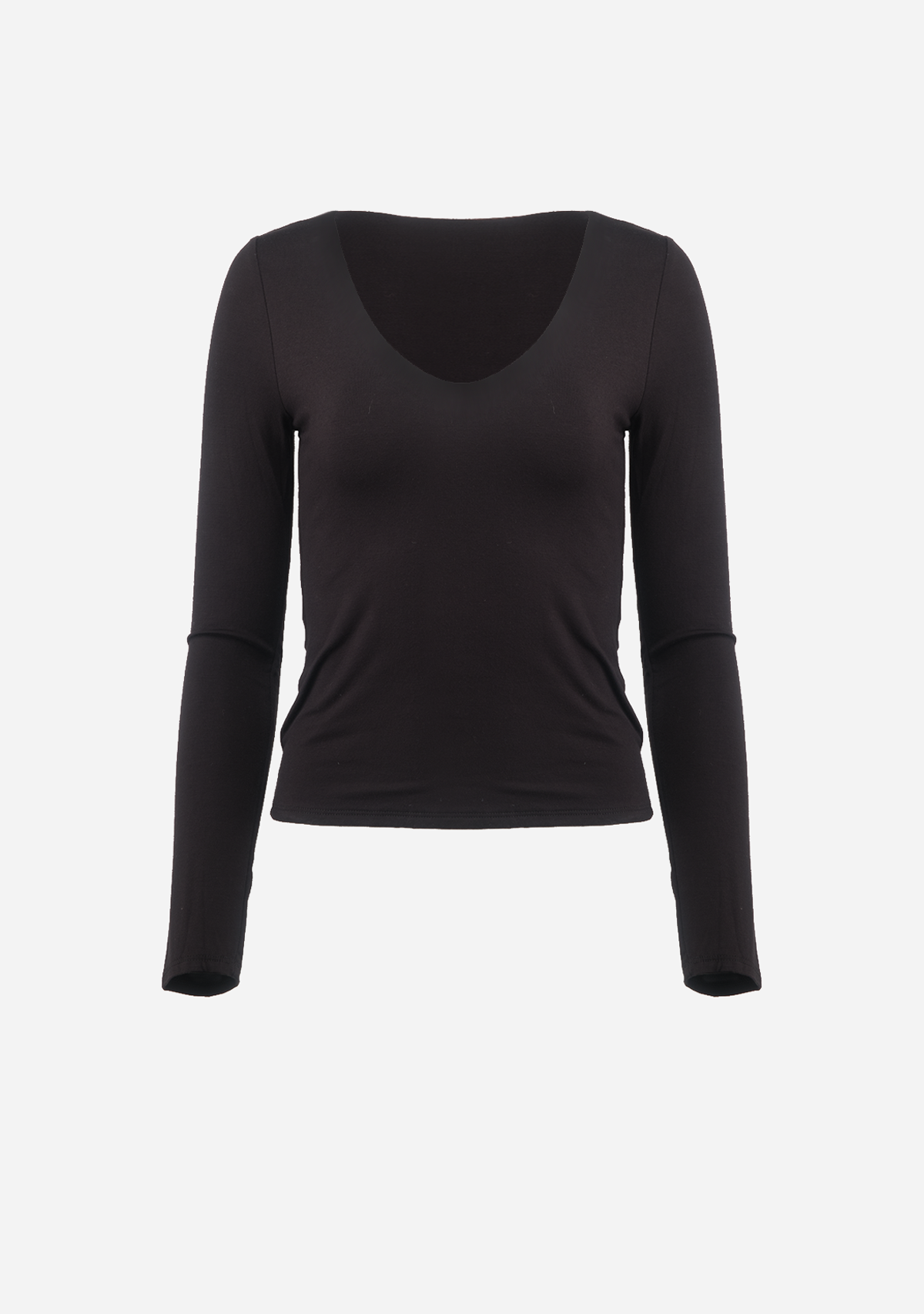 V-Neck Dbl Layered L/S Top Black
