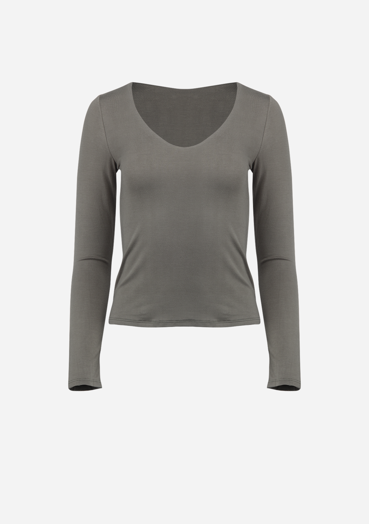 V-Neck Dbl Layered L/S Top Olive