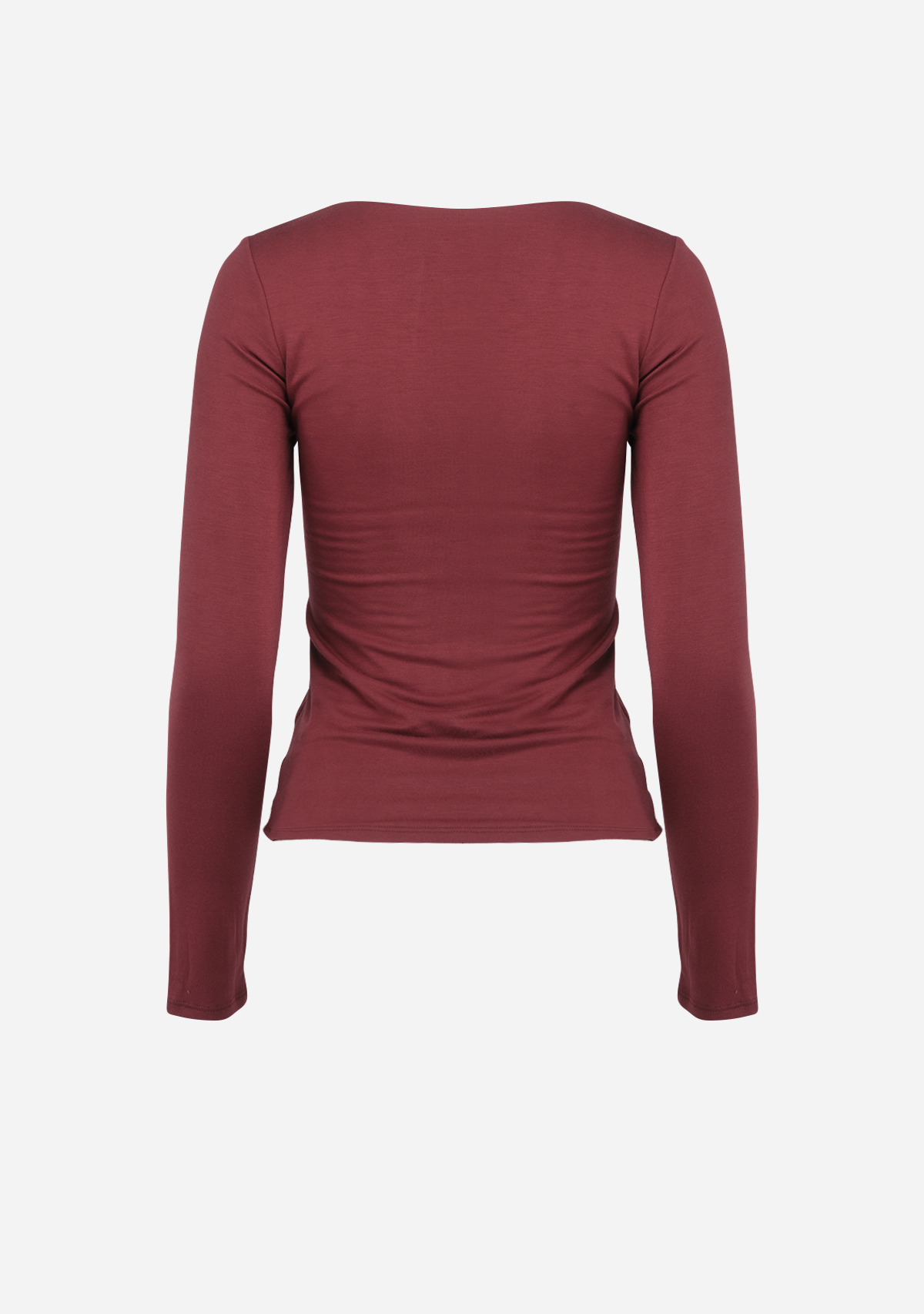V-Neck Dbl Layered L/S Top Red Brown