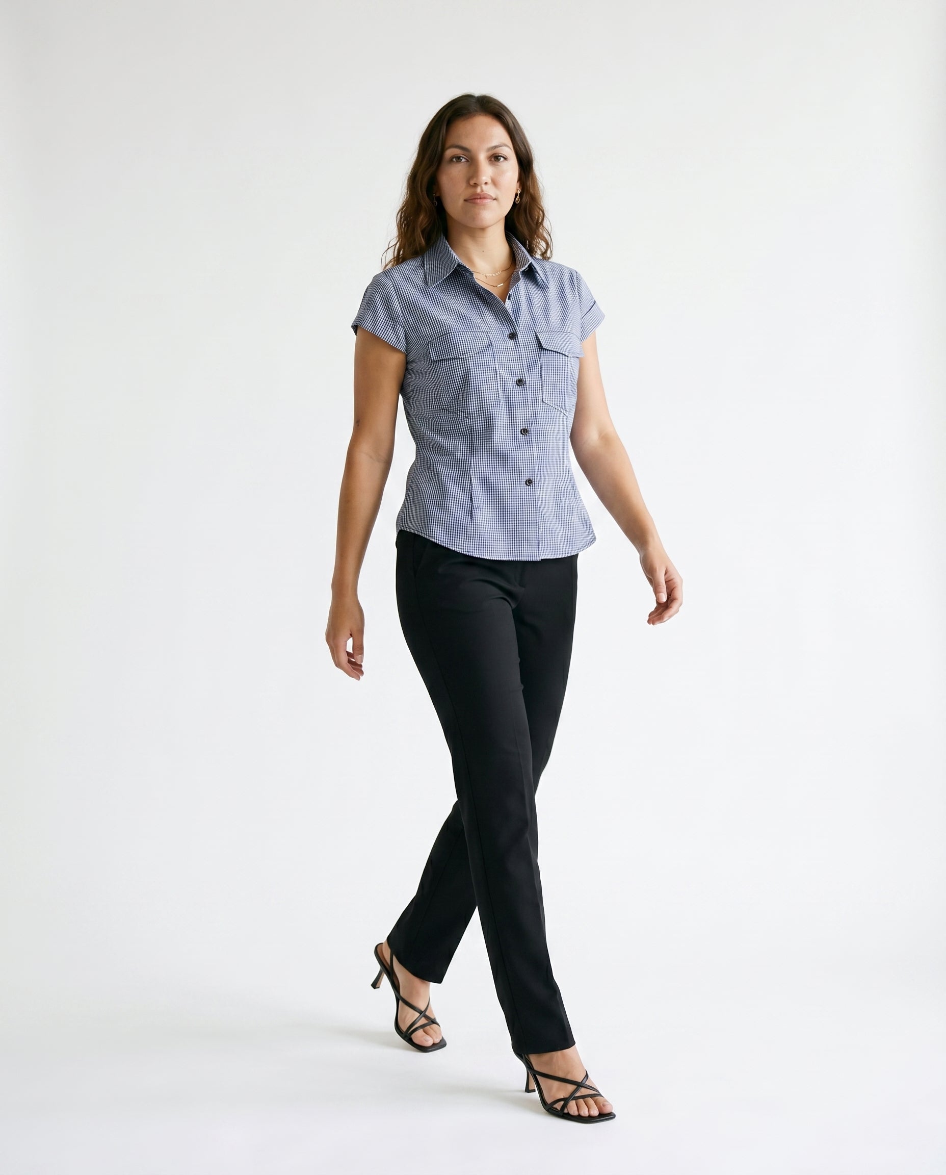 Gingham Short Sleeve Shirt Black/White
