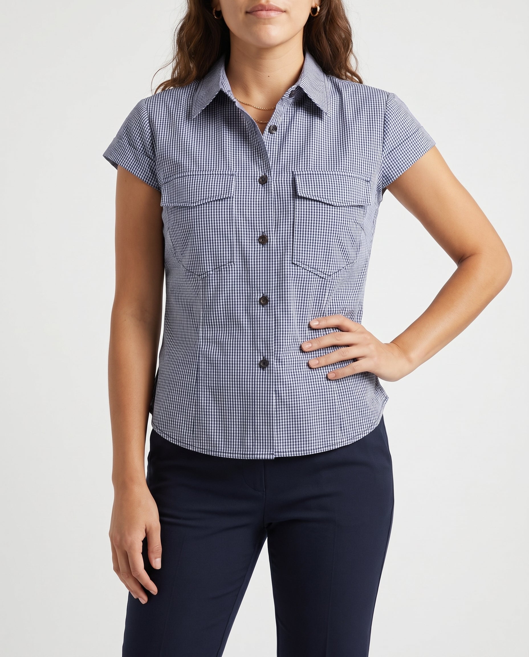 Gingham Short Sleeve Shirt Black/White